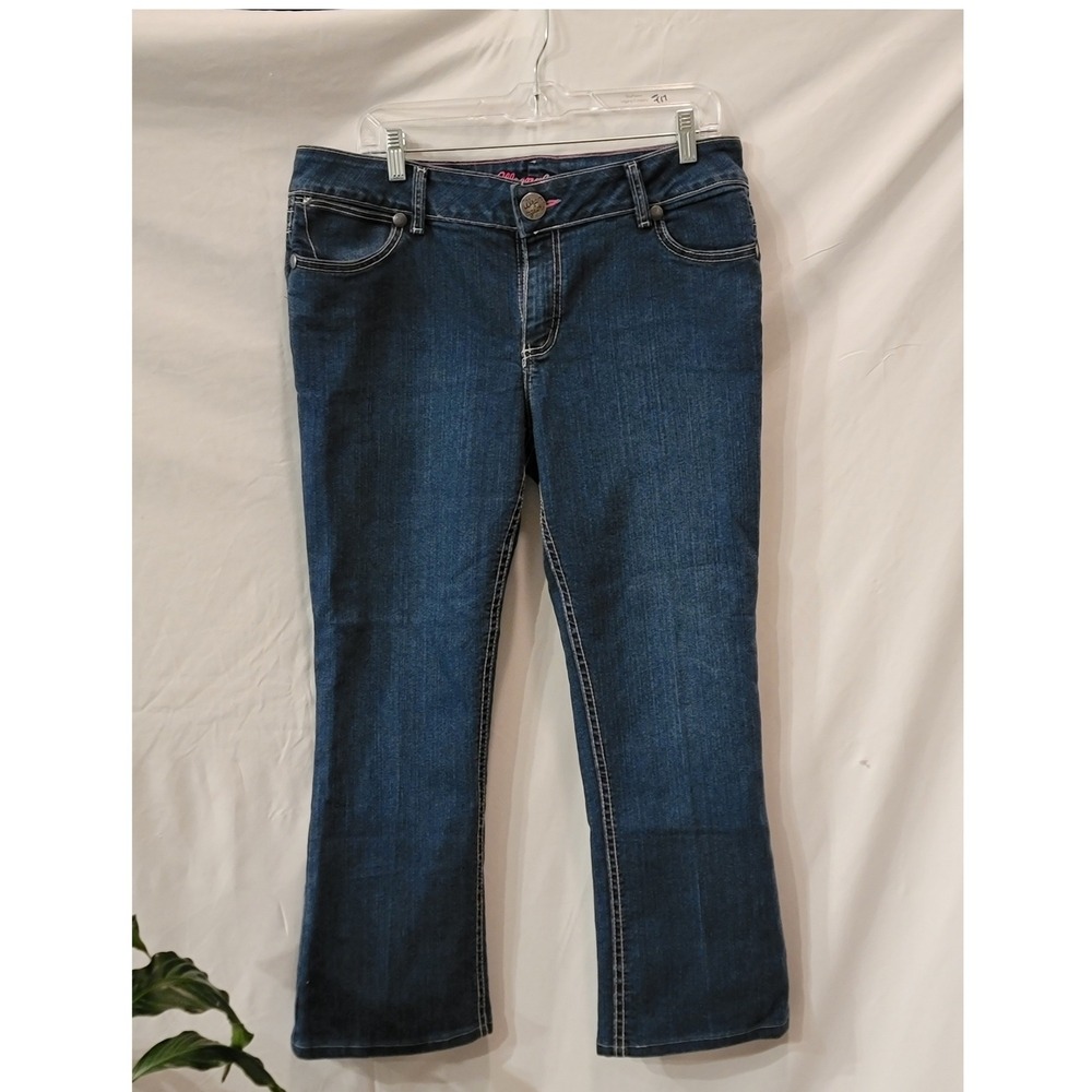 Wrangler Riding Jeans Womens 13/14x34 Dark Wash Embroidered Bootcut Denim
